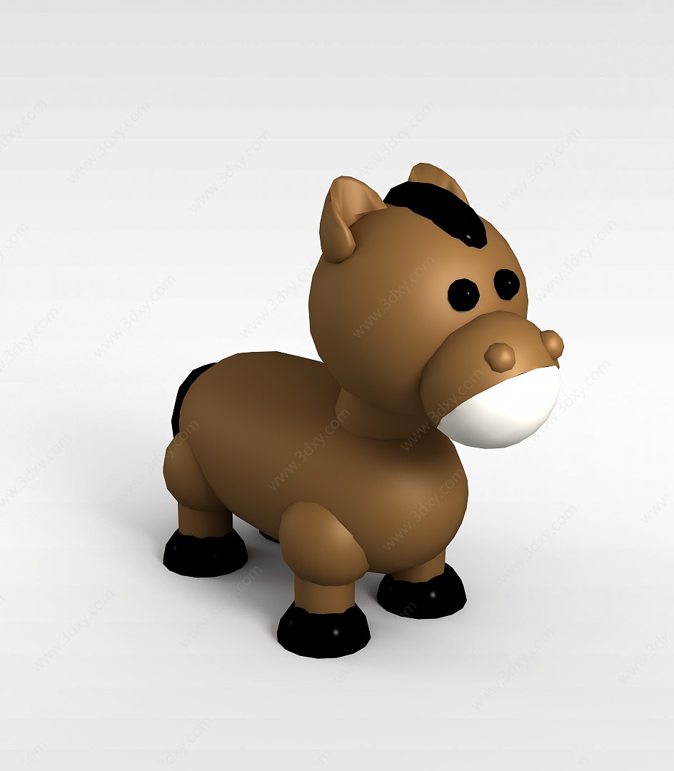棕色玩具小马3D模型