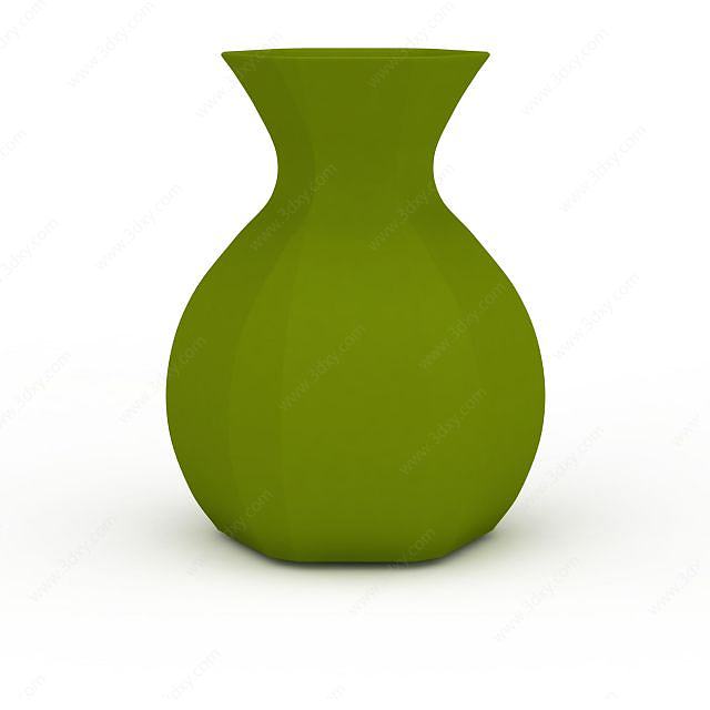 现代绿色花瓶摆件3D模型