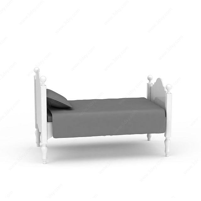 简欧实木单人床3D模型