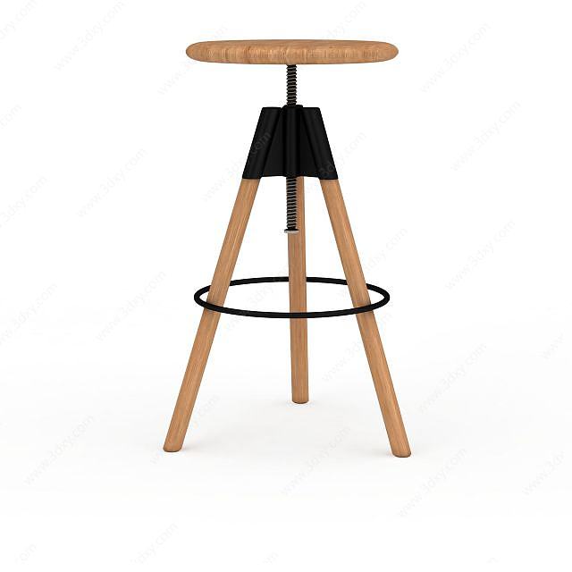实木高脚吧台凳3D模型