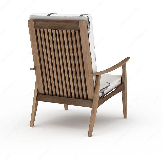 后现代实木扶手椅3D模型