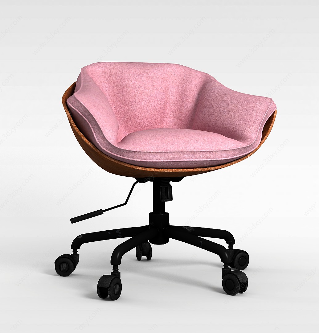现代粉色布艺可升降沙发转椅3D模型