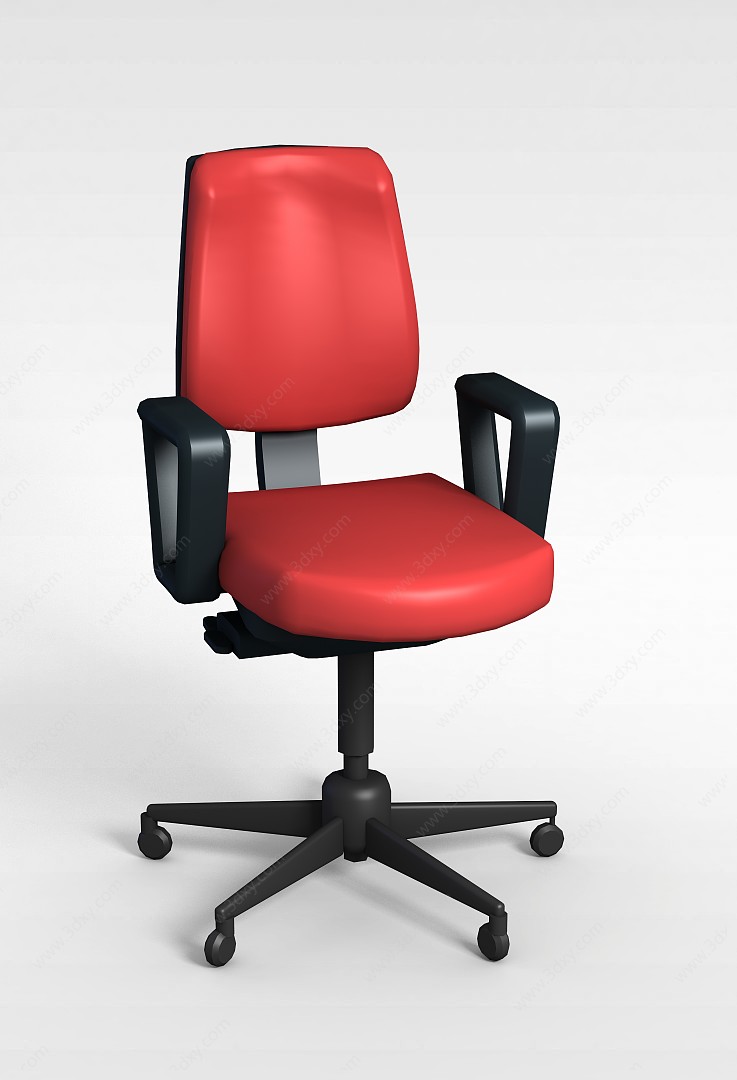 红黑拼色办公转椅3D模型