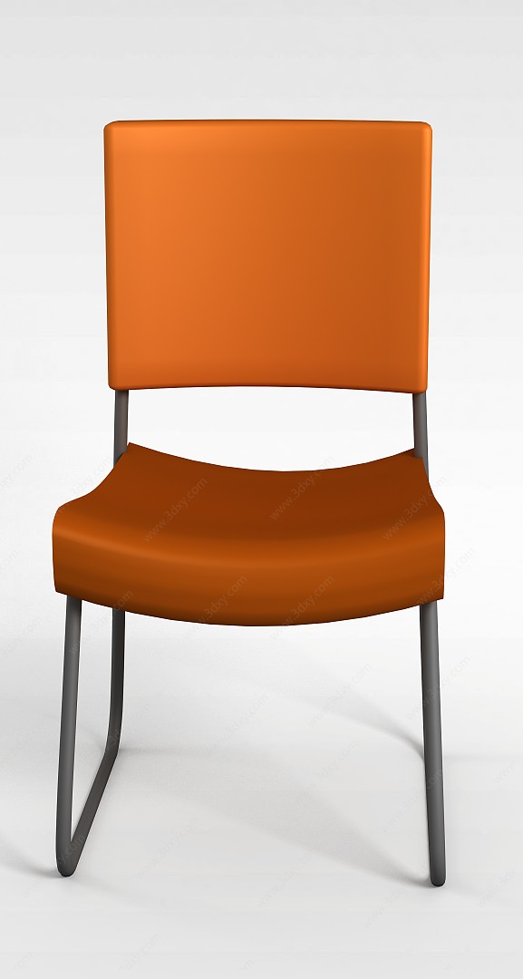 简易橙色餐椅休闲3D模型