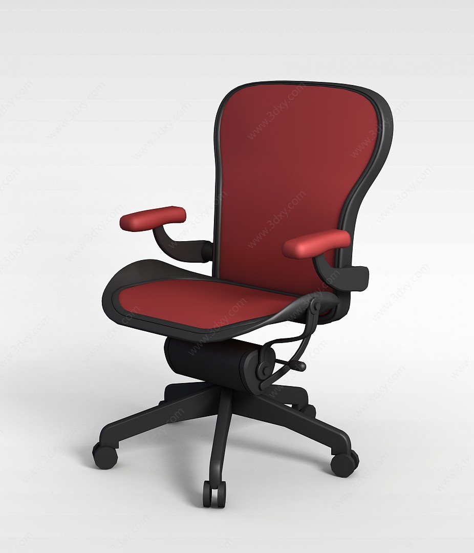 高档红色可升降办公转椅3D模型