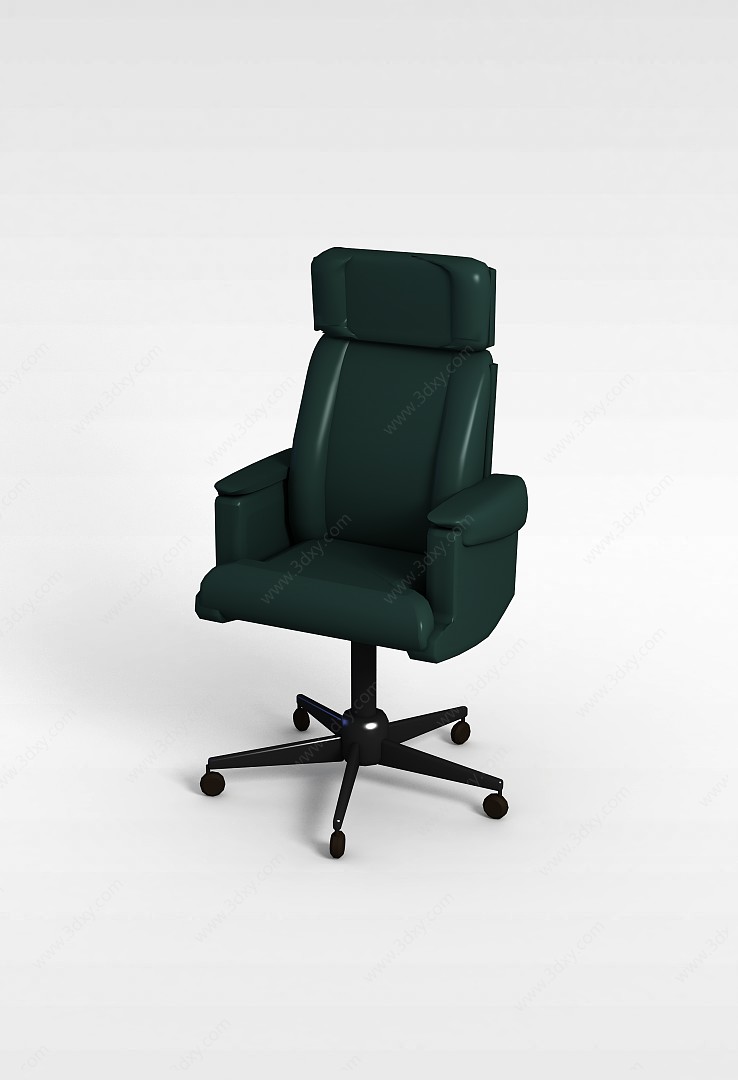 现代墨绿色旋转办公椅3D模型
