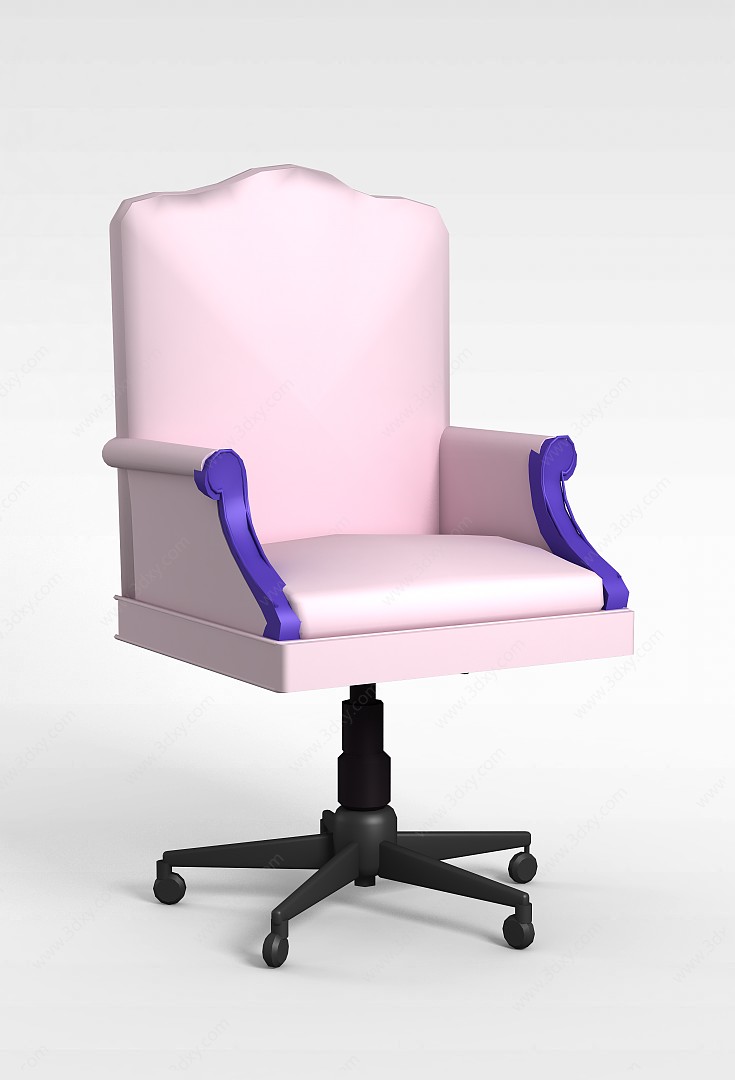 精品粉色居家办公椅3D模型