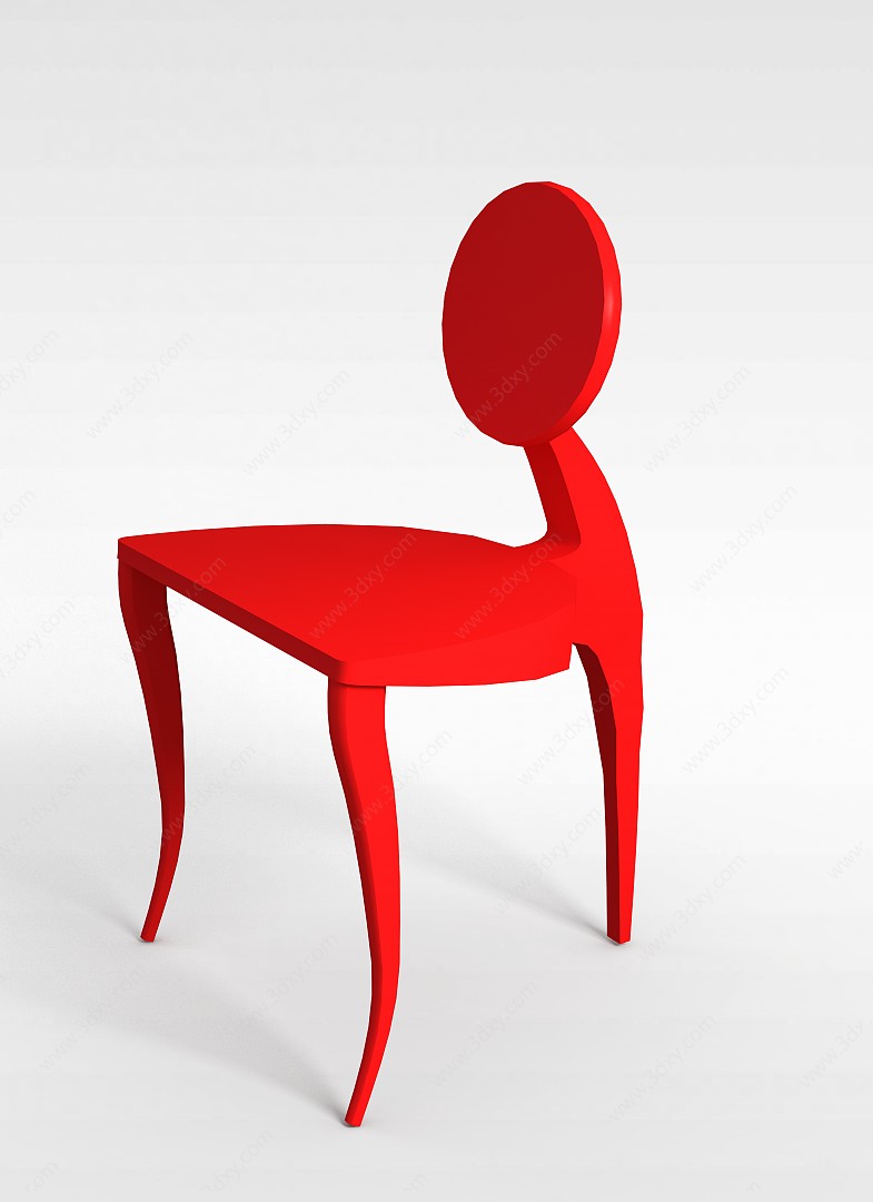 现代红色三脚椅3D模型