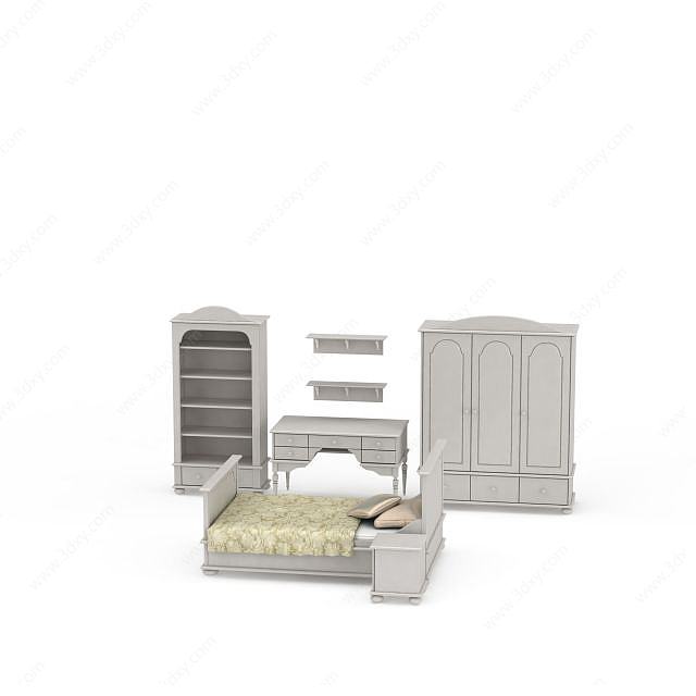 卧室床柜组合3D模型