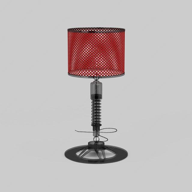 创意红色编织灯罩台灯3D模型