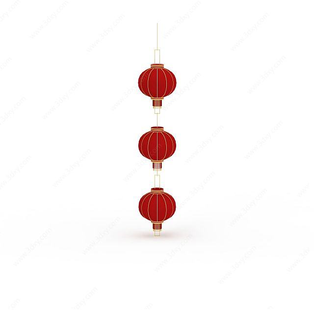 中式节日装饰品大红灯笼3D模型