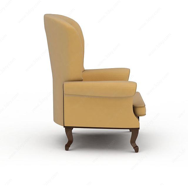 单人黄色坐椅沙发3D模型