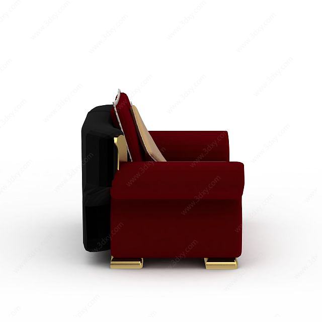 单人红色时尚沙发3D模型