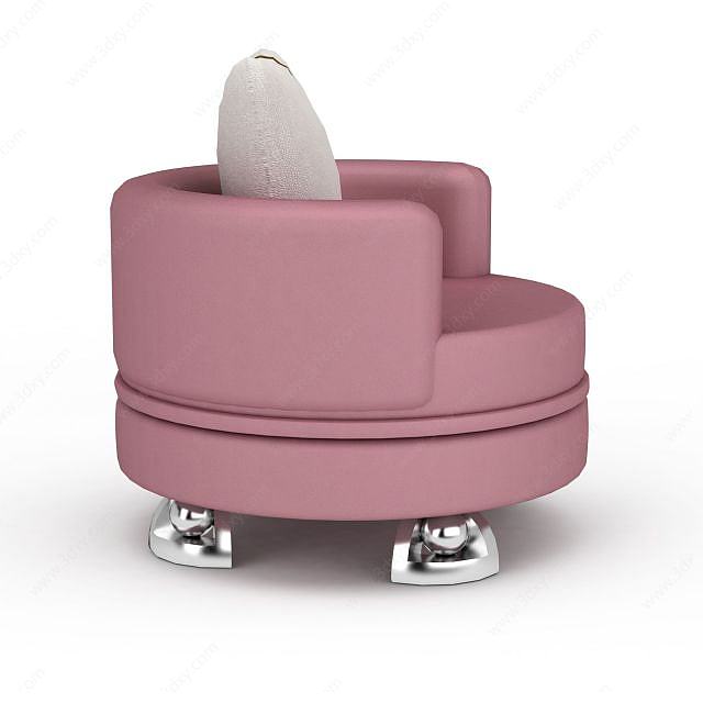 粉色单人真皮沙发3D模型