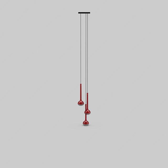 精美红色餐厅吊灯3D模型