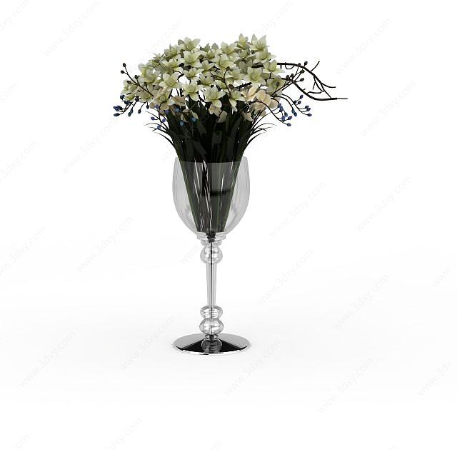 精美透明玻璃材质酒杯花瓶3D模型