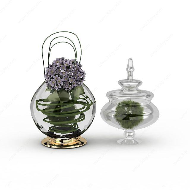 创意灯笼状玻璃花瓶3D模型
