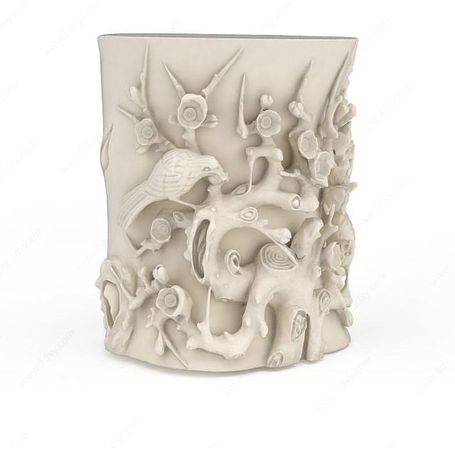 现代动物图案木雕艺术品3D模型