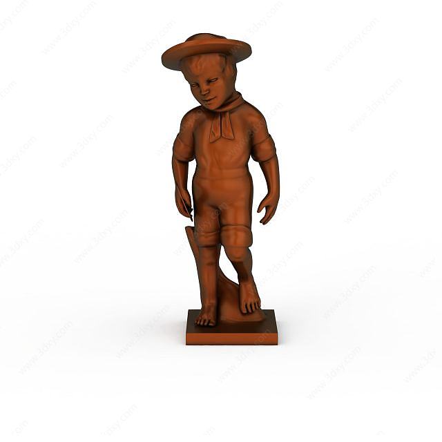 小男孩人物雕像摆件3D模型