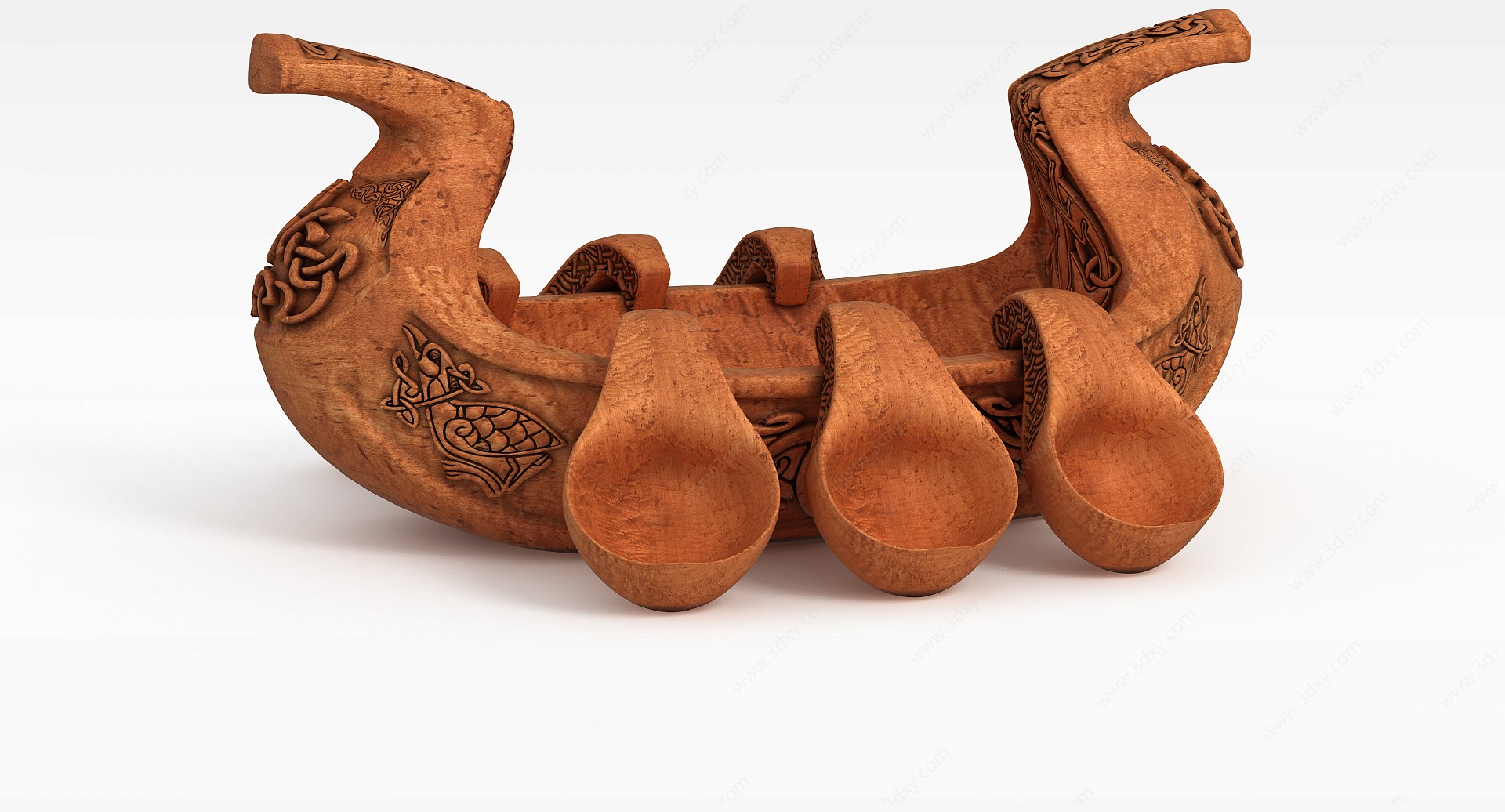 木质小龙舟摆件3D模型