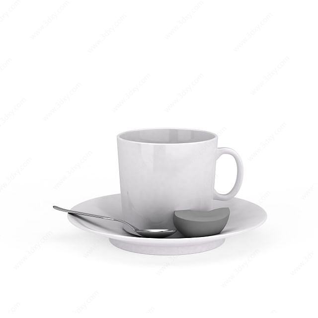 精美白色陶瓷咖啡杯3D模型