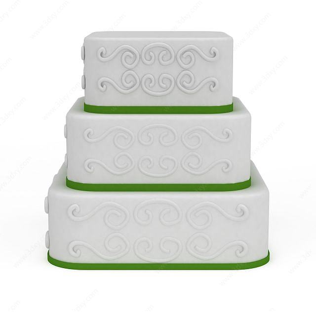 三层蛋糕3D模型