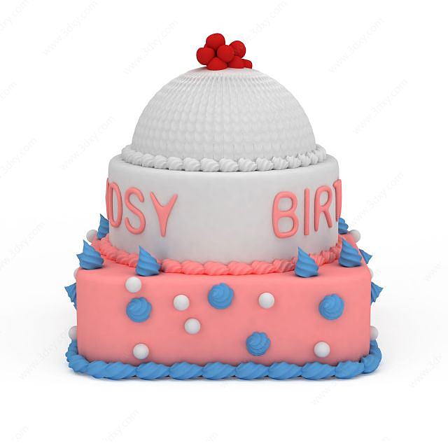 三层生日蛋糕3D模型