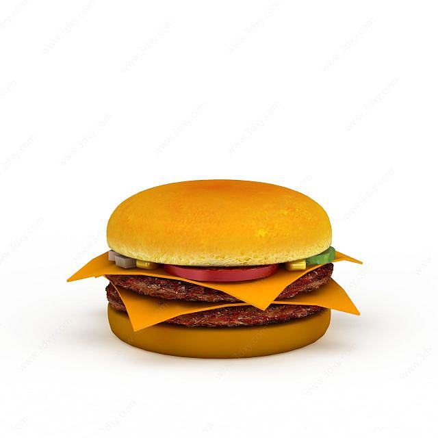 双层肉饼汉堡3D模型