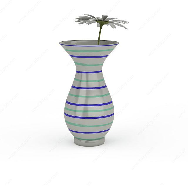条纹陶瓷花瓶3D模型
