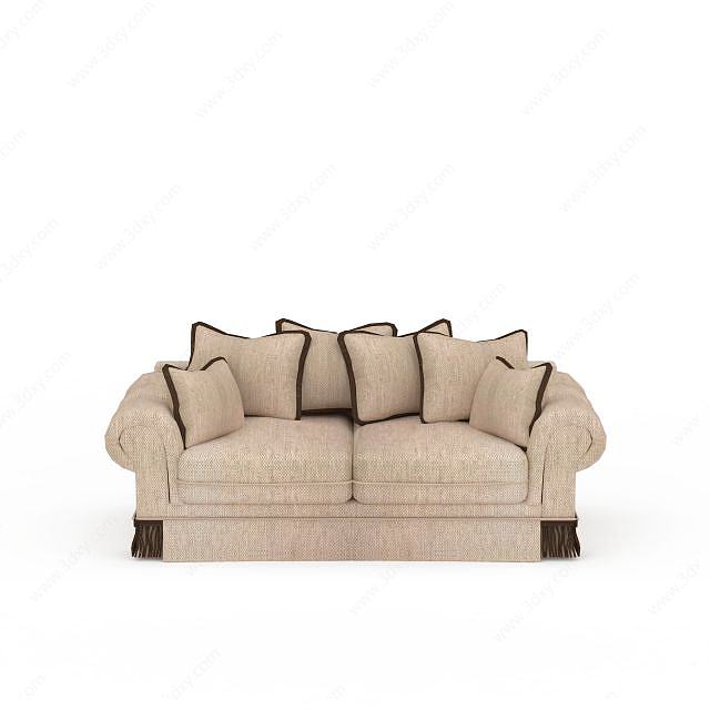 双人沙发抱枕3D模型