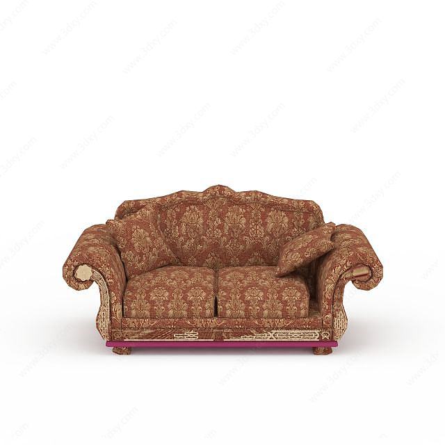欧式豪华布艺双人沙发3D模型