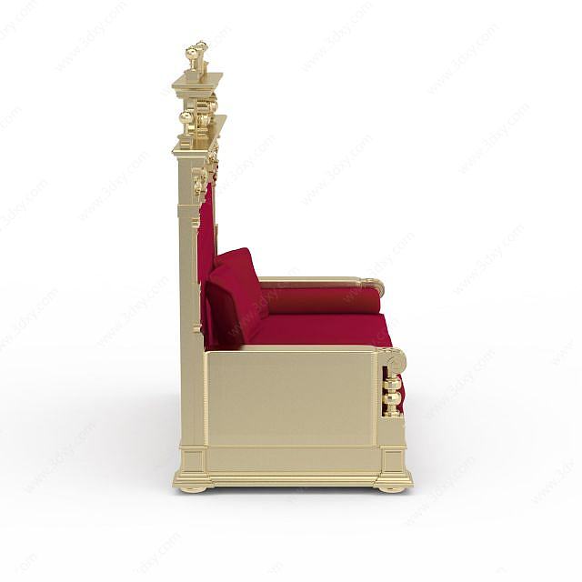 龙椅造型双人软包沙发3D模型