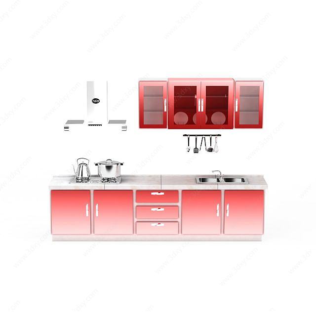 整体厨房橱柜组合3D模型