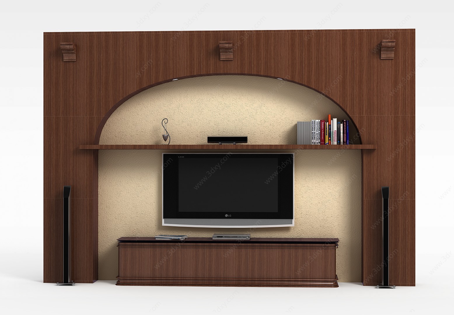 欧式实木电视柜背景墙3D模型