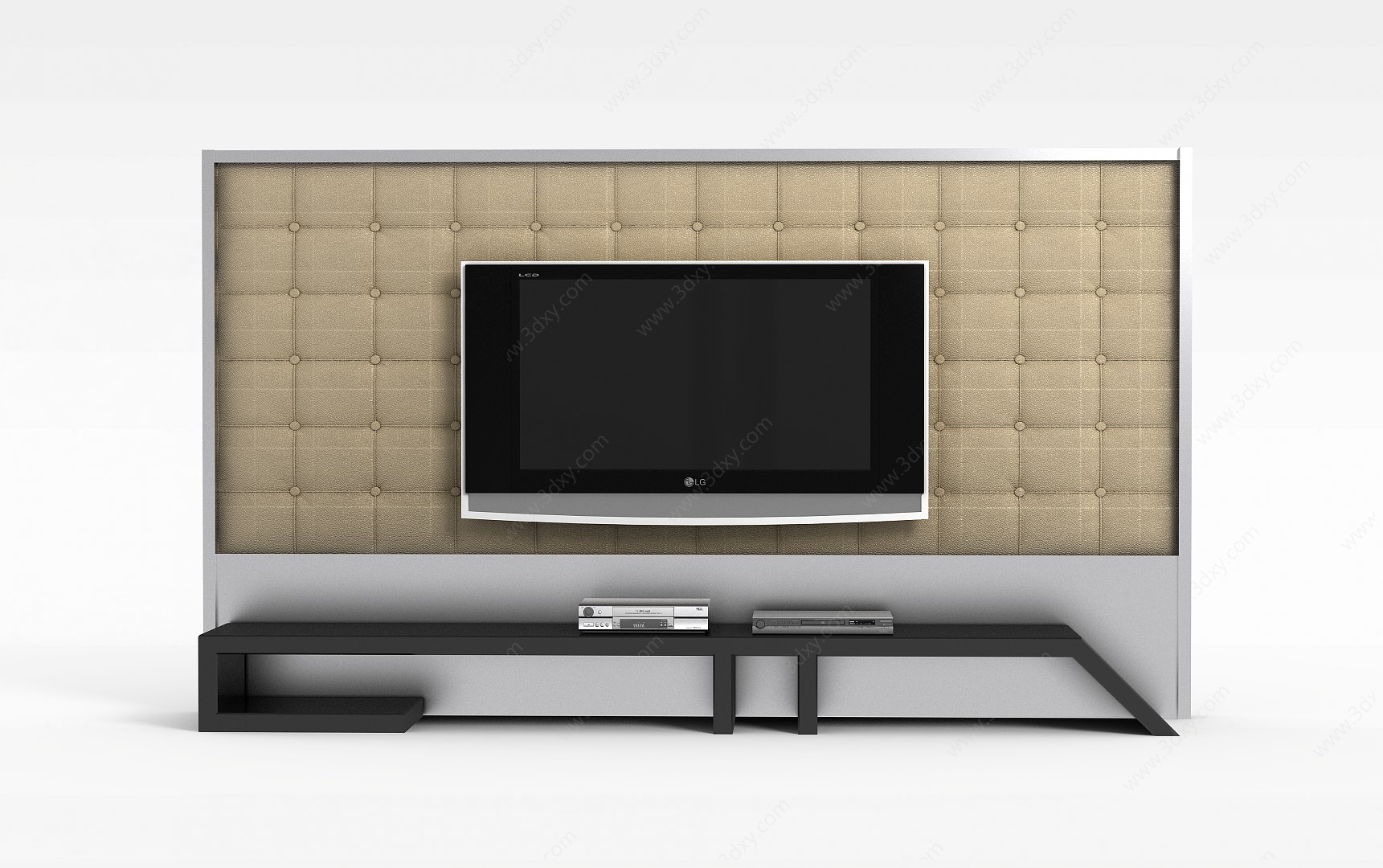 现代美式软包电视柜背景墙3D模型
