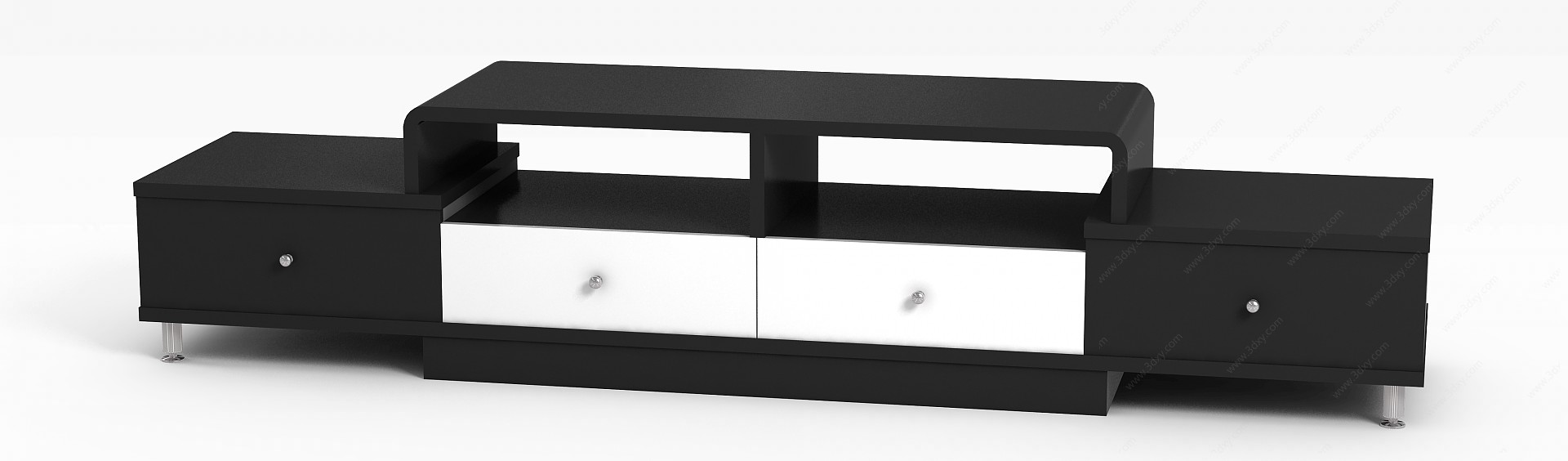 现代黑白拼色电视柜3D模型