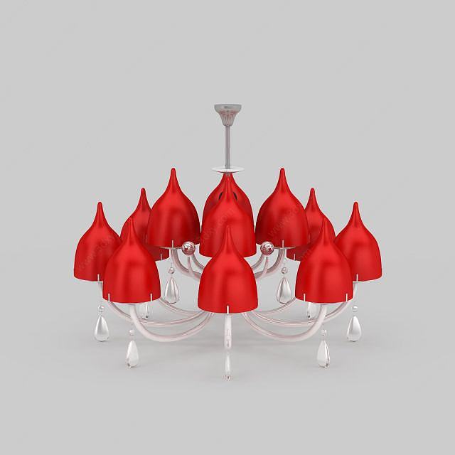 时尚红色大吊灯3D模型