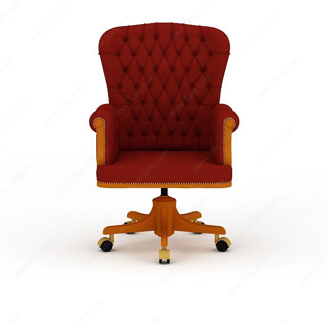时尚红色美式软包办公椅3D模型