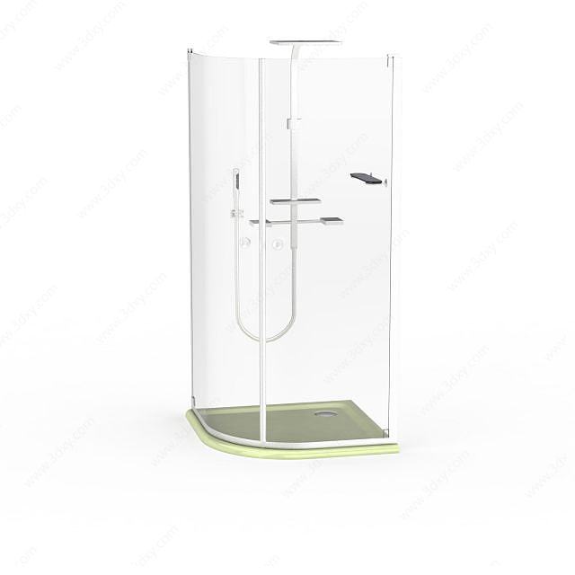 钢化玻璃沐浴间3D模型