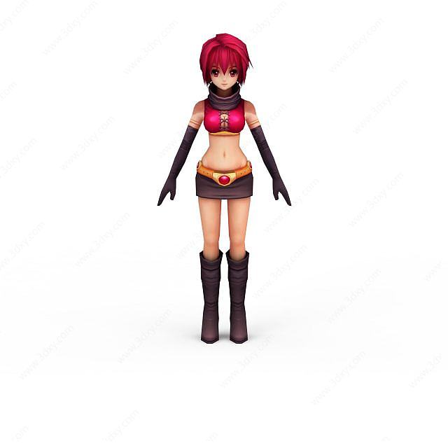游戏角色美少女3D模型