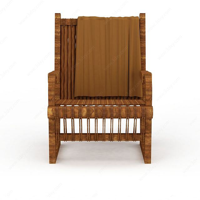 现代创意实木休闲椅3D模型