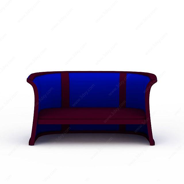时尚蓝红拼色休闲沙发椅3D模型