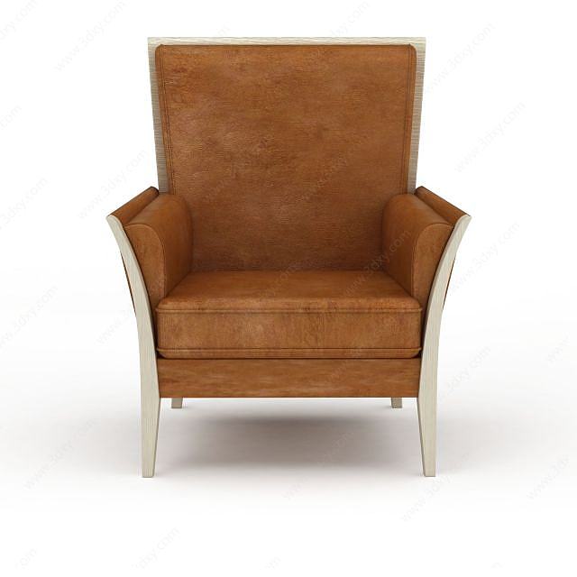 现代棕色休闲沙发椅3D模型
