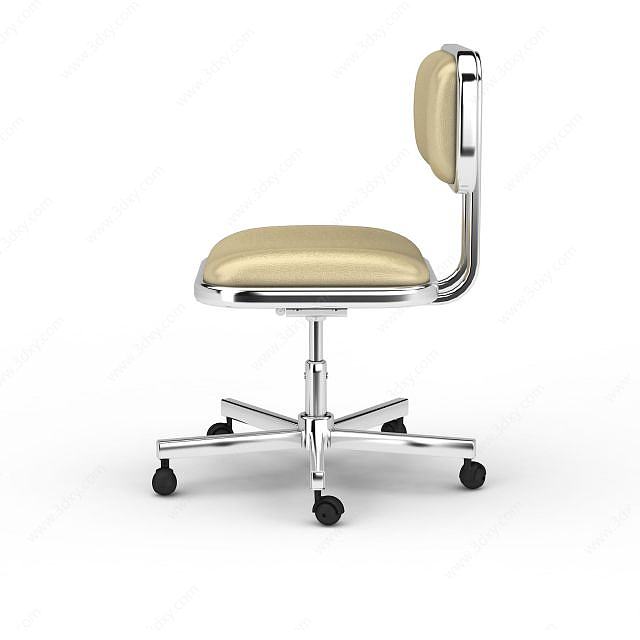 时尚米色软包办公转椅3D模型