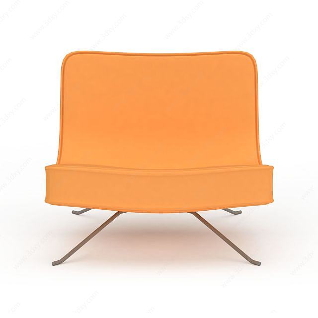 现代橙色休闲沙发椅3D模型