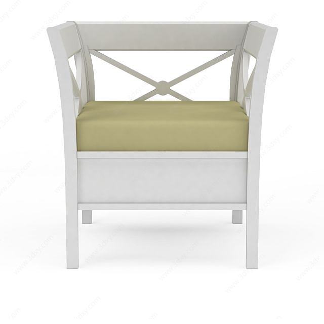 现代白色软包休闲椅3D模型