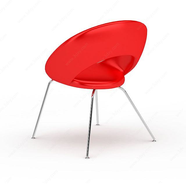 时尚大红色休闲椅3D模型