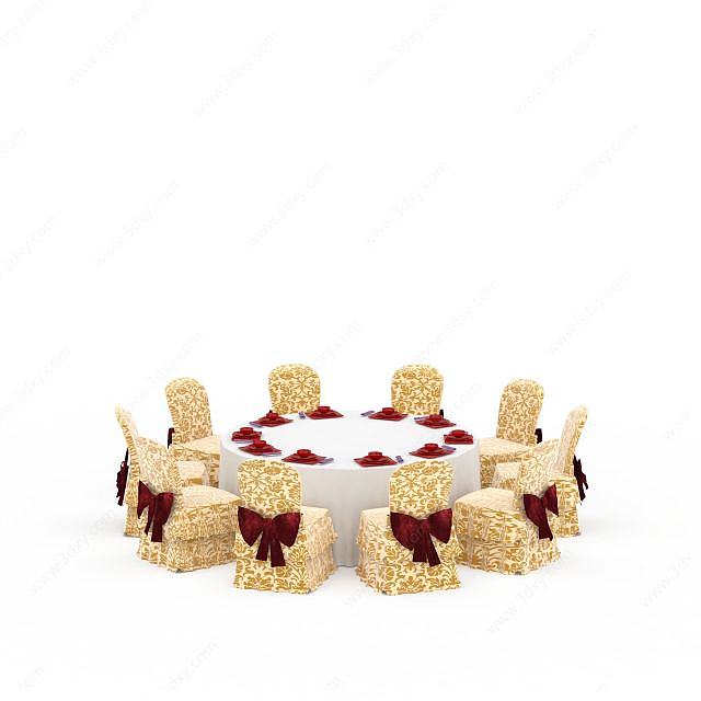 宴会桌椅组合3D模型