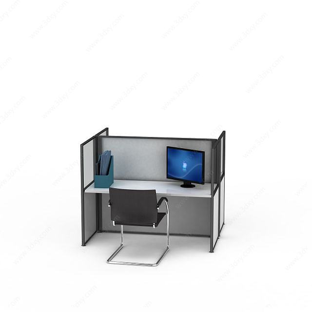简约组装办公桌电脑桌3D模型