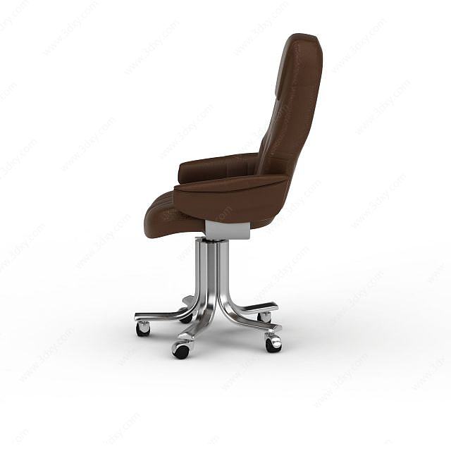 现代棕色皮质办公椅3D模型